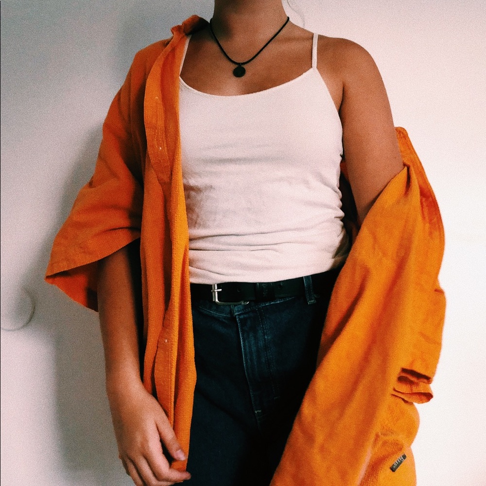 orange button up